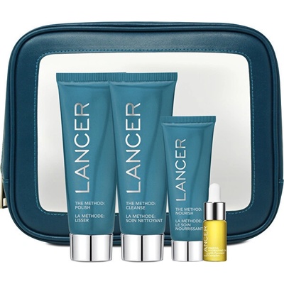 LANCER The Method čisticí krémový peeling pro normální až mastnou pleť 59 ml + čisticí emulze pro normální až smíšenou pleť 59 ml + hydratační krém pro normální až smíšenou pleť 22 ml + hydratační ole – Hledejceny.cz