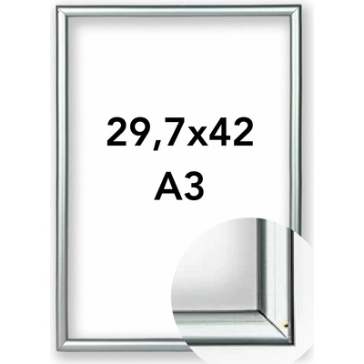 Fotorámeček BF Rozměr: A3 - 29,7 x 42 cm, Barva: Stříbrná, Typ zasklení: Plexi