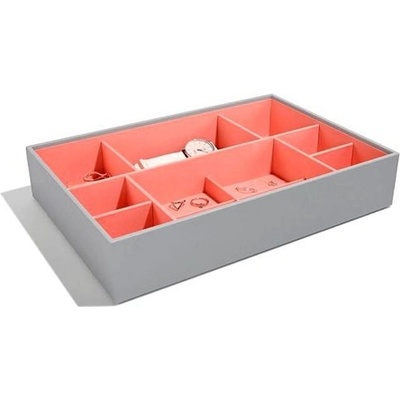Stacker poschodie šperkovnica sivá korálovo červená Jewellery Box Layers Supersize