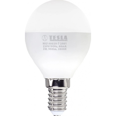 Tesla miniglobe BULB E14, 8W, teplá biela