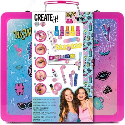 Kufřík sada voňavý make-up a neonová manikúra Create it! 84171