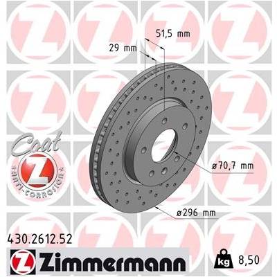 ZIMMERMANN Brzdový kotúč 430261252