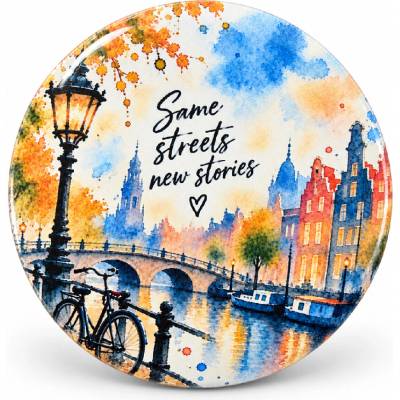 PIX placka odznak na batoh cestovatelská kolekce Amsterdam Same streets new stories