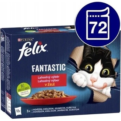 Felix Fantastic kuracie hovädzie králičie jahňacie v želé 72 x 85 g