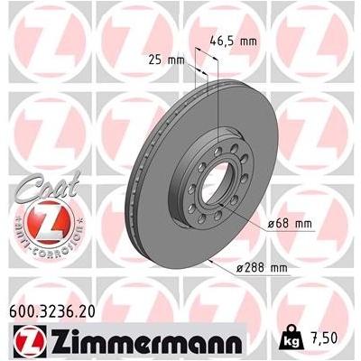 ZIMMERMANN Brzdový kotúč 600323620