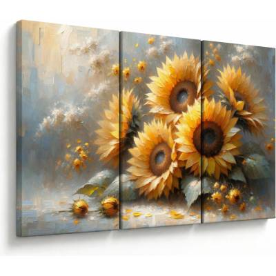 Obraz - Malba slunečnic, třídílný 120x80 cm
