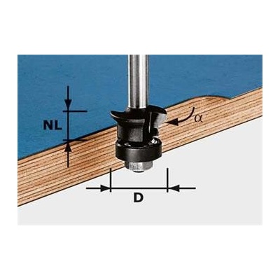 Festool HW S8 D24/0° +45° Fazetovací lícovací fréza HW, stopka 8 mm 491026