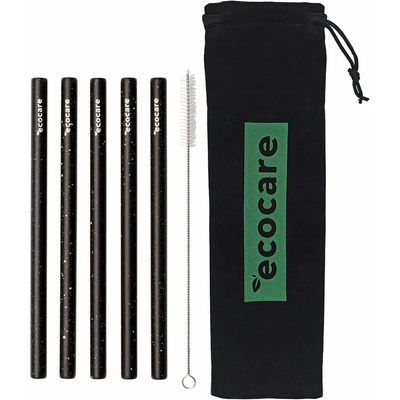 Ecocare Ekologické kovové slamky Maxi Čierne so vzorom 5 ks