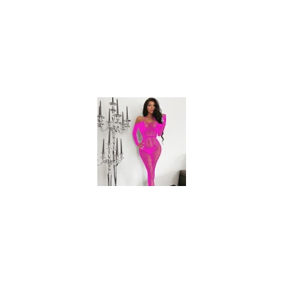Bdsm-Bodage-Shop Síťovaný bodystocking s otvorem v rozkroku Rose red W637