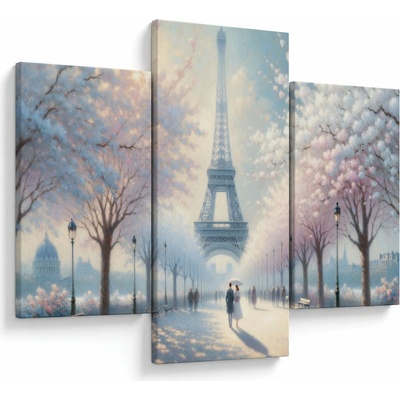 Obraz - Maľba z Paríža, trojdielne 90x60 cm