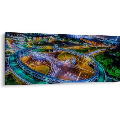 Obraz - panoráma nočného mesta, jednodielne 120x50 cm