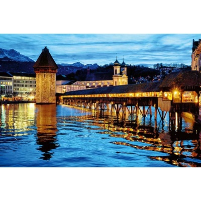 Dimex MS-5-1062 Vliesová fototapeta Kapellbrücke Lucern rozměry 375 x 250 cm