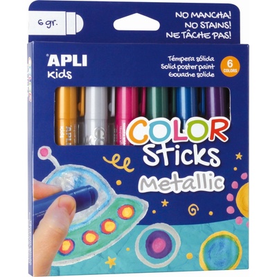 Apli Color Sticks temperové barvy suché metalické 6 x 6 g, sada