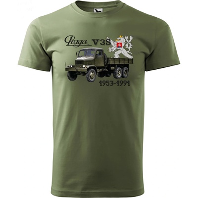 Maverprint Retro tričko Praga V3S 1953–1991 – legenda československých ciest khaki
