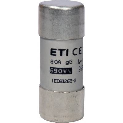 ETI Elektroelement, D.O.O. ETI CH22 gG 80A/690V Válcová pojistková vložka, velikost CH22, charakteristika gG, In = 80A, Icn = 120kA, Un = 690V AC, Pd=7,4W – Hledejceny.cz