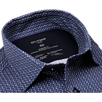 Olymp Modern Fit 24/Seven luxusní elastická košile s fialovo-bílým vzorem tmavomodrá
