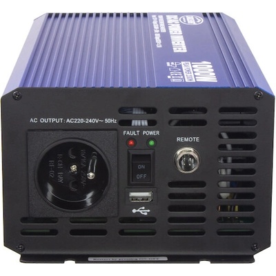 Sinusový měnič napětí 12V - 230V 1000W, s USB, 35PSW1012C