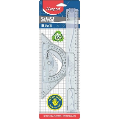 Maped Sada pravítek Geometric Maxi 3dílná pro leváky čiré 897118