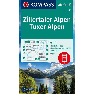 Zillertaler Alpen, Tuxer Alpen (Kompass - 37) - turistická mapa