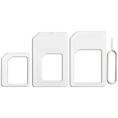 AppleKing 4v1 sada redukcí na SIM kartu a jehly na vysunutí SIM - stříbrná