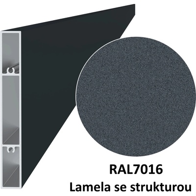 i-pohony Hliníkový profil 120x16x1730mm s povrchovou úpravou se strukturou, antracit RAL7016
