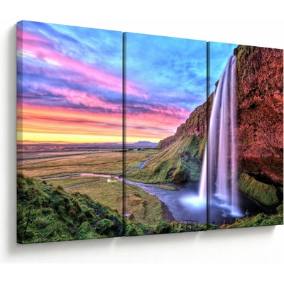Obraz - Vodopád Seljalandsfoss, trojdielne 120x80 cm