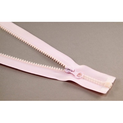 Deliteľný kostený zips - dĺžka (30 - 95 cm) - rôzne farby 65 cm Svetloružová s okrúhlym jazdcom