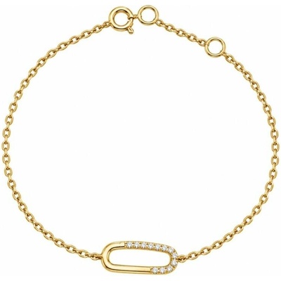 Šperky Nina Pozlacený stříbrný náramek Minimalistický ovál se zirkony (16 / 18 cm) nar zlac 50