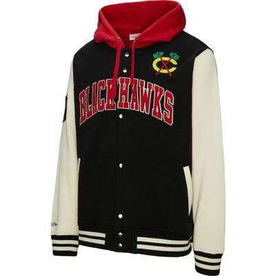 Mitchell & Ness Pánska mikina Chicago Blackhawks NHL Courtside Fleece Button Front Current Logo