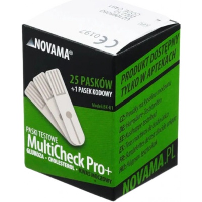 NOVAMA MULTICHECK PRO +, Testovacie prúžky na kyselinu močovú, 25ks