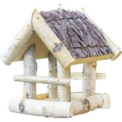 Dobar Brezové krmítko pre vtáky tmavá rákosová strecha 19 x 19 x 22 cm