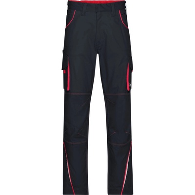 James & Nicholson nohavice JN Color do pasu pracovní sivá carbon/červená