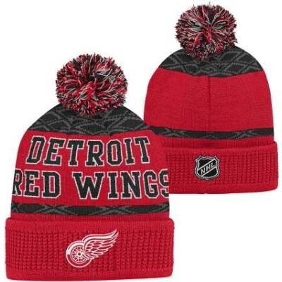 Outerstuff Detská zimná čiapka Detroit Red Wings NHL Puck Pattern Cuffed Pom