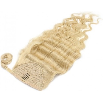 CLIP IN culík vlnitý ze 100% pravých vlasů 50cm - nejsvětlejší blond
