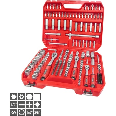 Extol Premium 171-dielna, 1/4"+3/8"+1/2", CrV, plastový kufor 8818346