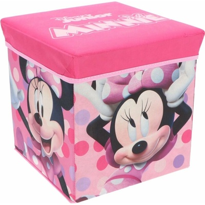 Mister License Taburet s úložným prostorem MINNIE s puntíky růžový 30x30x30