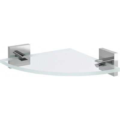 Sapho X-SQUARE skleněná police rohová, čtvrtkruhová 200x200mm, chrom/čiré sklo, XQ009-11