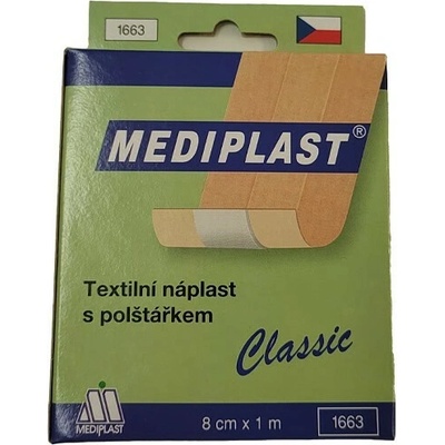 MEDIPLAST textilná náplasť s vankúšikom 1663 Classic 8cm x 1m