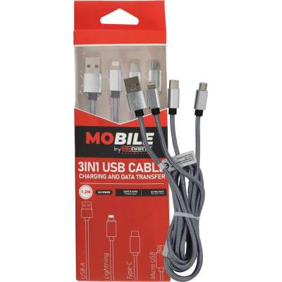 EINPARTS EPMOB09 USB-C/micro USB/Lightning 1,2m stříbrný