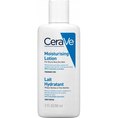 CeraVe Moisturizers Lotion hydratačné mlieko na telo a tvár pre suchú až veľmi suchú pokožku 88 ml