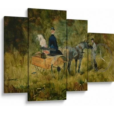 Obraz - Henri de Toulouse-Lautrec, The Trap, reprodukce (s hodinami), Čtyřdílný 110x75 cm s hodinami