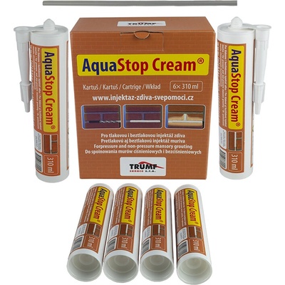 TRUMF sanace s.r.o. AquaStop Cream® - 6x kartuš 310ml + 2x PET trubička 50cm
