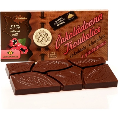 ČOKOLÁDOVNA TROUBELICE Čokoláda mliečna 51% s guaranou, 45 g