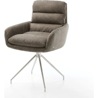 Delife Abelia-Flex s područkami mikrovlákno taupe vintage křížová podnož z nerezové oceli
