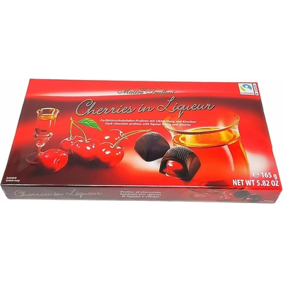 Maitre Truffout Pralinky z hořké čokolády třešeň v likéru 165 g