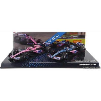 Minichamps Renault Set 2x F1 A523 Team Bwt Alpine N 10 9. GP Bahrajnu 2023 + N 10 8. GP Miami 2023 Pierre Gasly Modrá čierna ružová 1:43