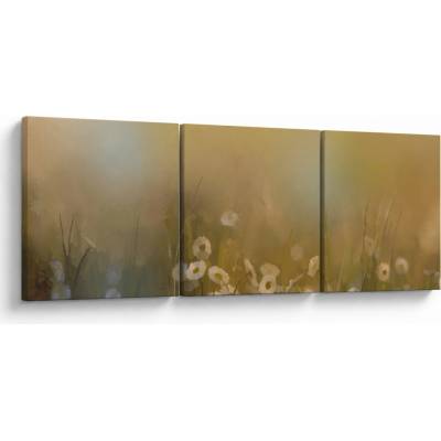 Obraz - Olejomaľba sedmokrások, trojdielne 120x40 cm