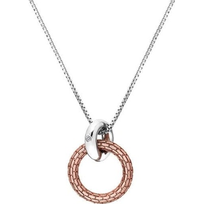 Hot Diamonds Strieborný bicolor náhrdelník s diamantom woven DP867