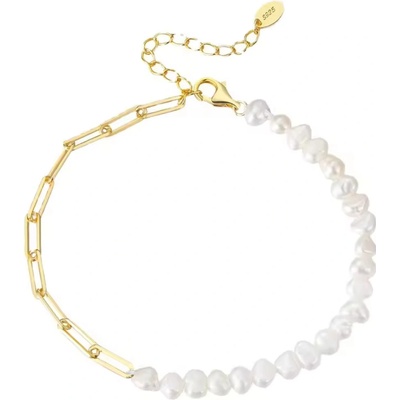 Olivie stříbrný perlový náramek GOLD 8721