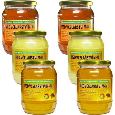 Včelařství M+M topset 6x900g - tři druhy medu doprava zdarma na celý nákup
